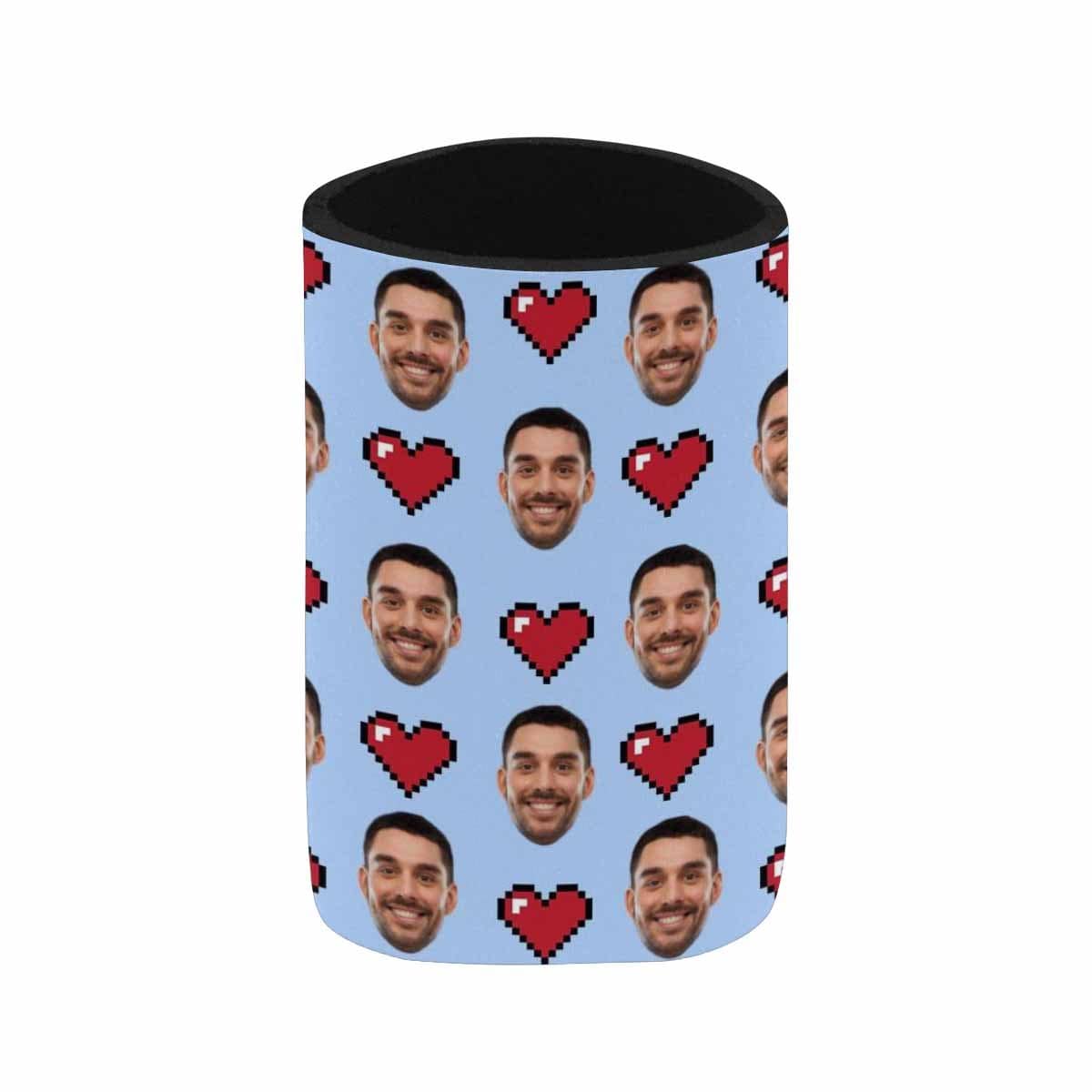 Custom Custom Can Cooler With Boyfriend face Personalized Red Heart Neoprene Koozies Non Slip for Beer Cans and Bottles - YesCustom