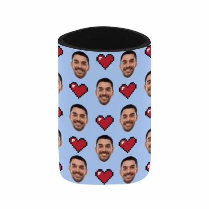Custom Custom Can Cooler With Boyfriend face Personalized Red Heart Neoprene Koozies Non Slip for Beer Cans and Bottles - YesCustom