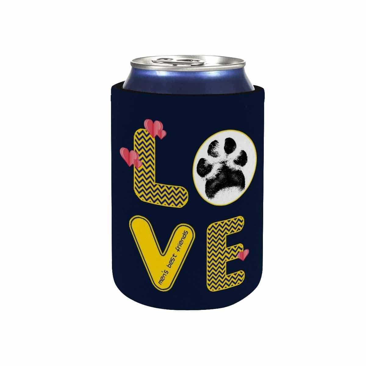 Custom Custom Can Cooler With Paw Love Personalized Photo Neoprene Koozies Non Slip for Beer Cans and Bottles - YesCustom
