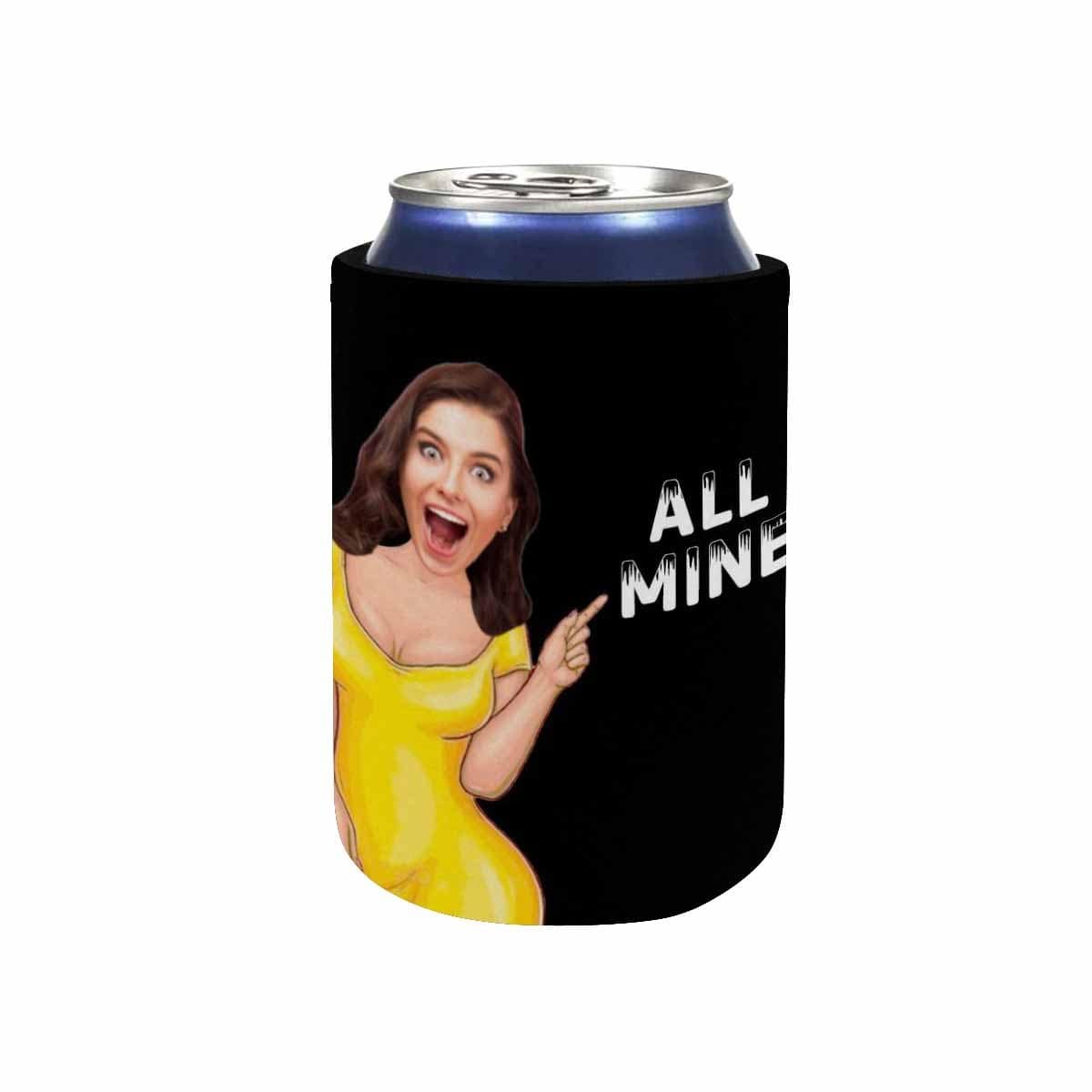 Custom Custom Can Cooler With Photo Personalized All Mine Black Neoprene Koozies Non Slip for Beer Cans and Bottles - YesCustom