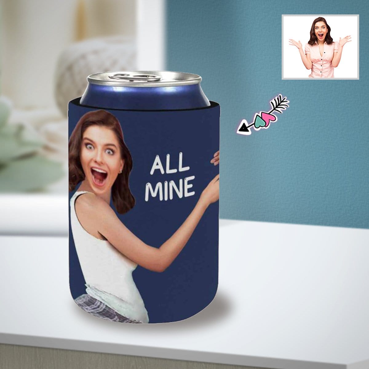 Custom Custom Can Cooler With Photo Personalized All Mine Neoprene Koozies Non Slip for Beer Cans and Bottles - YesCustom