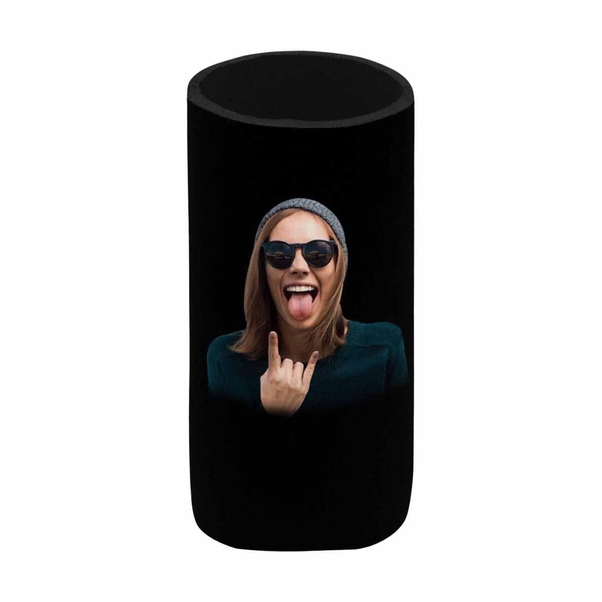 Custom Custom Can Cooler With Photo Personalized Black Background Neoprene Koozies Non Slip for Beer Cans and Bottles - YesCustom