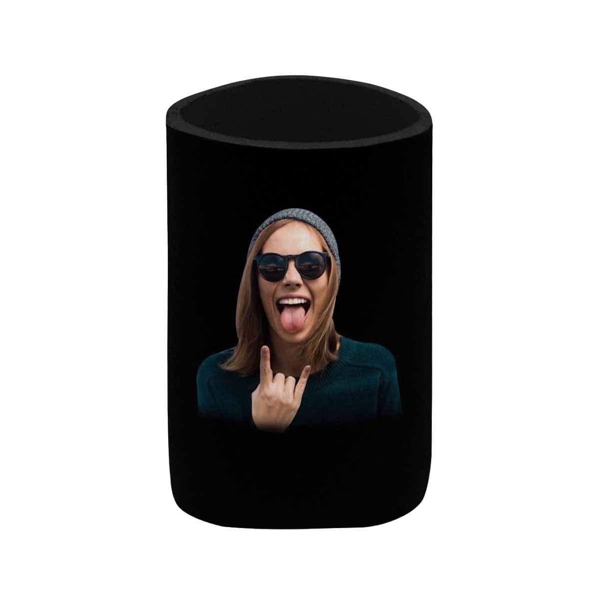 Custom Custom Can Cooler With Photo Personalized Black Background Neoprene Koozies Non Slip for Beer Cans and Bottles - YesCustom