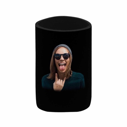 Custom Custom Can Cooler With Photo Personalized Black Background Neoprene Koozies Non Slip for Beer Cans and Bottles - YesCustom
