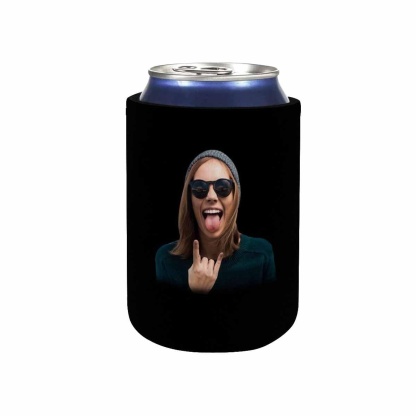 Custom Custom Can Cooler With Photo Personalized Black Background Neoprene Koozies Non Slip for Beer Cans and Bottles - YesCustom