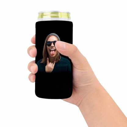 Custom Custom Can Cooler With Photo Personalized Black Background Neoprene Koozies Non Slip for Beer Cans and Bottles - YesCustom