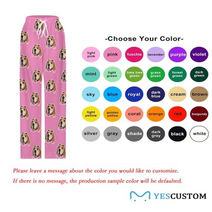 Custom Custom Cat Dog Face Solid Color Pajama Pants and Pet Dog Bandana - YesCustom