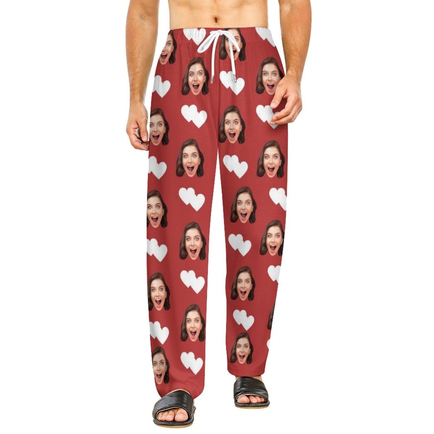 Custom Custom Cat Dog Face Solid Color Pajama Pants and Pet Dog Bandana - YesCustom