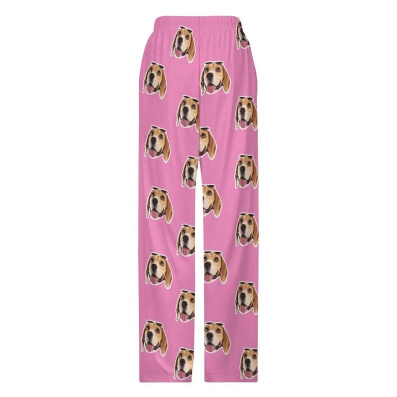 Custom Custom Cat Dog Face Solid Color Pajama Pants and Pet Dog Bandana - YesCustom