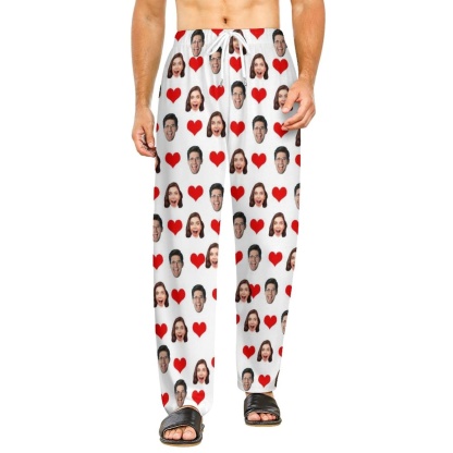 Custom Custom Cat Dog Face Solid Color Pajama Pants and Pet Dog Bandana - YesCustom