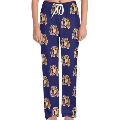 Custom Custom Cat Dog Face Solid Color Pajama Pants and Pet Dog Bandana - YesCustom