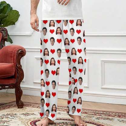 Custom Custom Cat Dog Face Solid Color Pajama Pants and Pet Dog Bandana - YesCustom