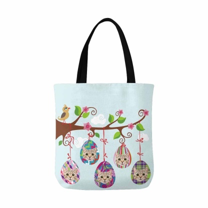 Custom Custom Cat Face Easter Eggs Canvas Tote Bag - YesCustom