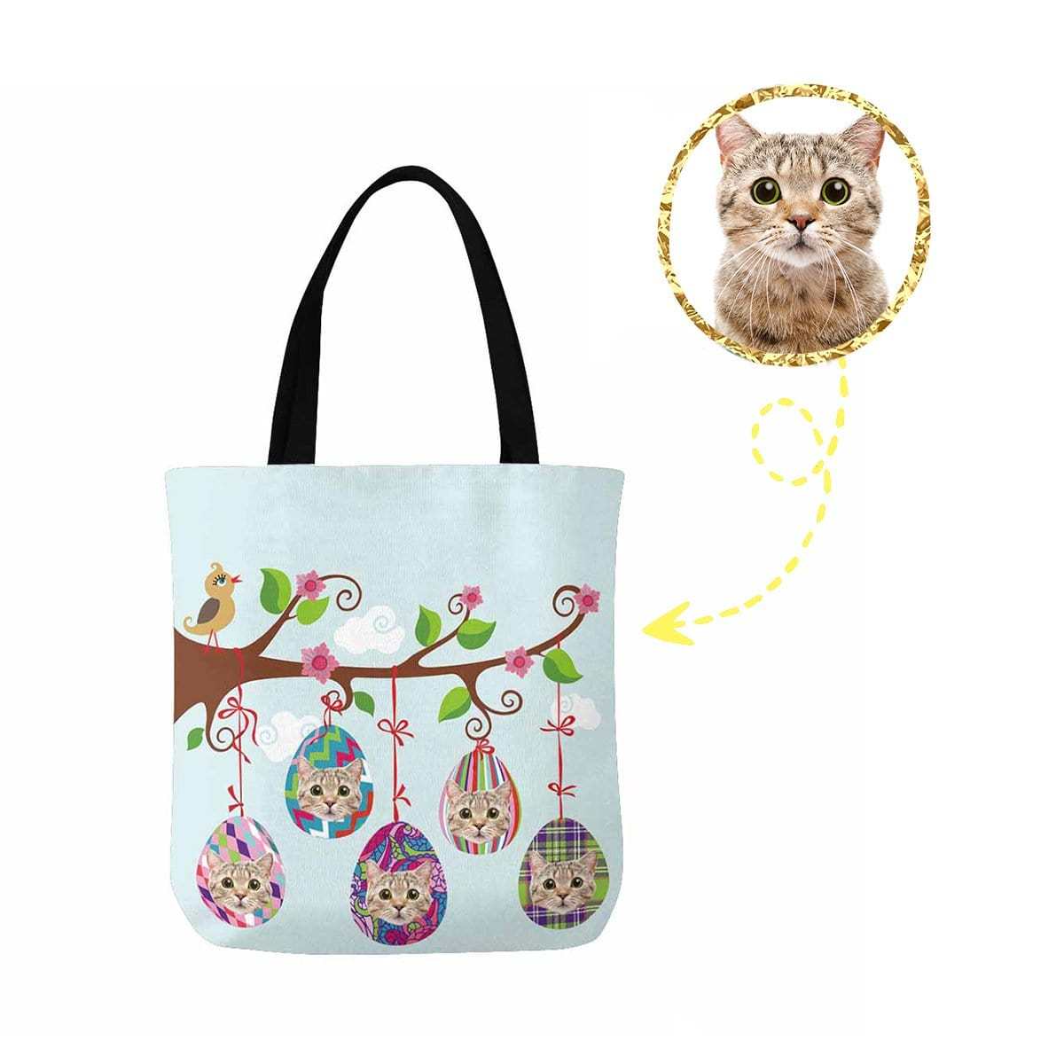 Custom Custom Cat Face Easter Eggs Canvas Tote Bag - YesCustom