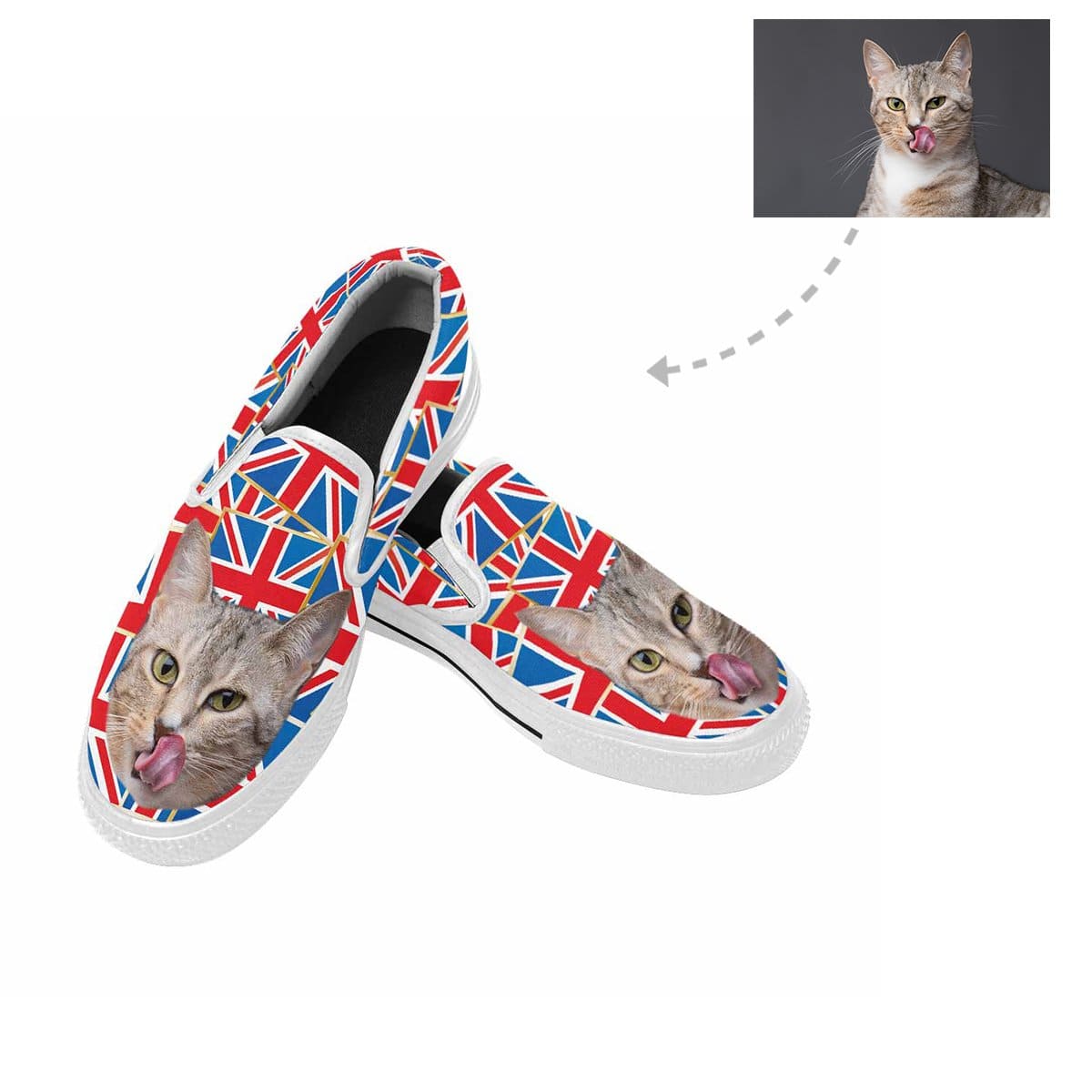 Custom Custom Cat Face Flag Slip-on Canvas Shoes - YesCustom