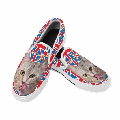 Custom Custom Cat Face Flag Slip-on Canvas Shoes - YesCustom