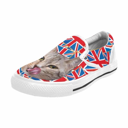 Custom Custom Cat Face Flag Slip-on Canvas Shoes - YesCustom