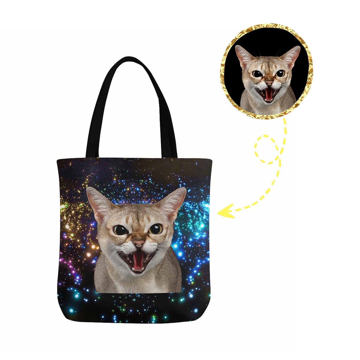 Custom Custom Cat Face Galaxy Canvas Tote Bag - YesCustom