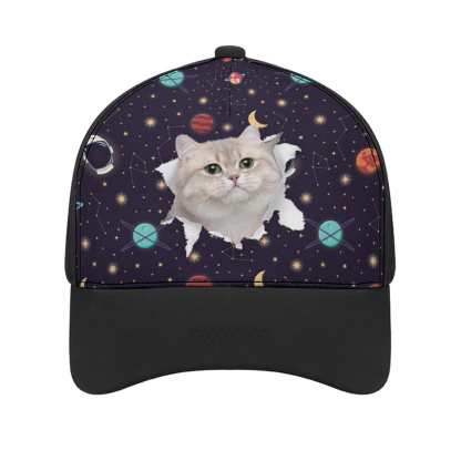 Custom Custom Cat Face Galaxy Unisex Baseball Cap - YesCustom