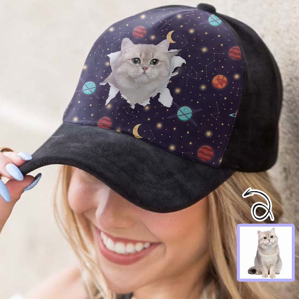 Custom Custom Cat Face Galaxy Unisex Baseball Cap - YesCustom