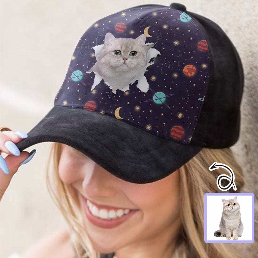 Custom Custom Cat Face Galaxy Unisex Baseball Cap - YesCustom