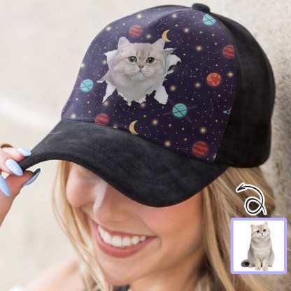 Custom Custom Cat Face Galaxy Unisex Baseball Cap - YesCustom