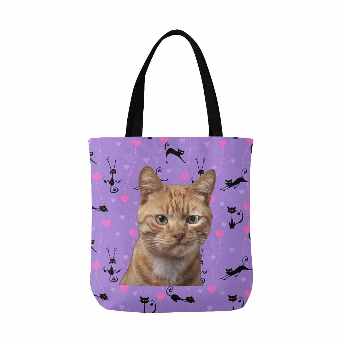 Custom Custom Cat Face Love Heart Canvas Tote Bag - YesCustom