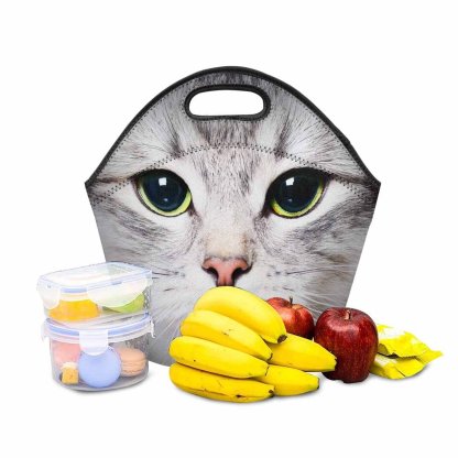 Custom Custom Cat Face Neoprene Lunch Bag - YesCustom