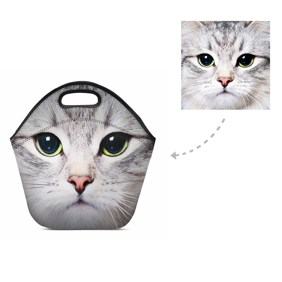 Custom Custom Cat Face Neoprene Lunch Bag - YesCustom