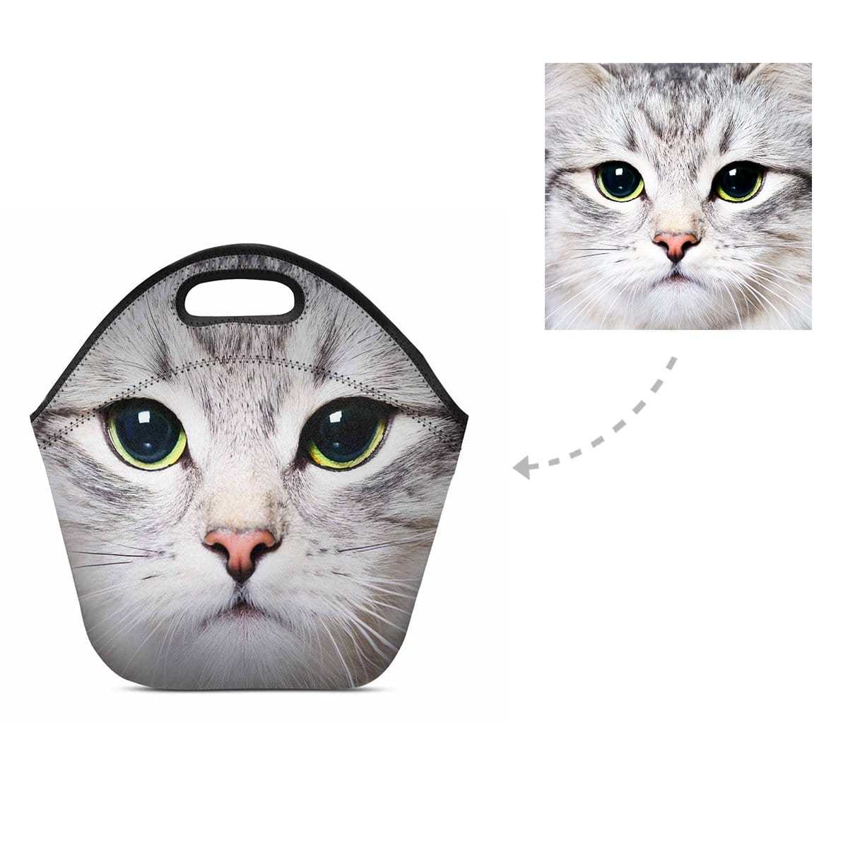 Custom Custom Cat Face Neoprene Lunch Bag - YesCustom