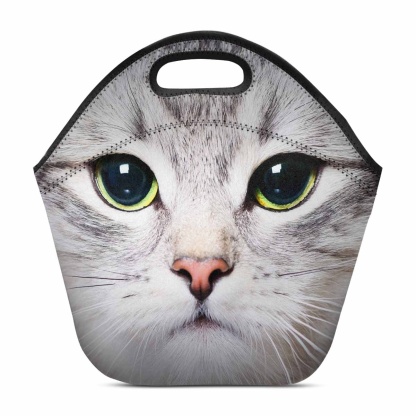 Custom Custom Cat Face Neoprene Lunch Bag - YesCustom