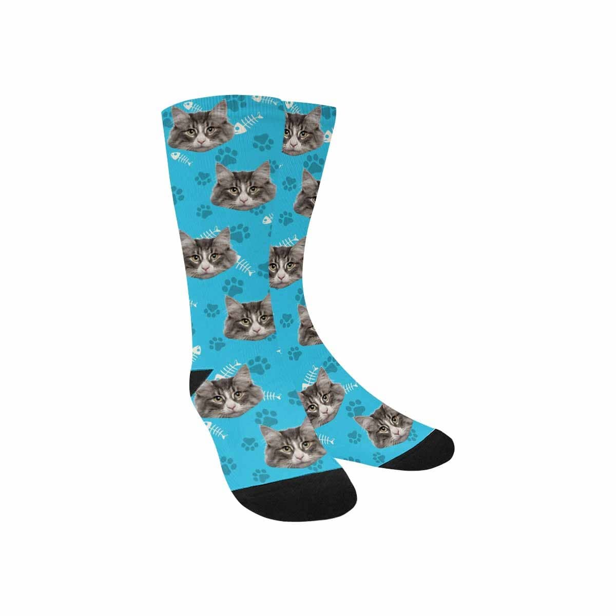 Custom Custom Cat Face Socks Funny Printed Photo Pet Socks Personalized Picture Footprint Kid's Socks - YesCustom