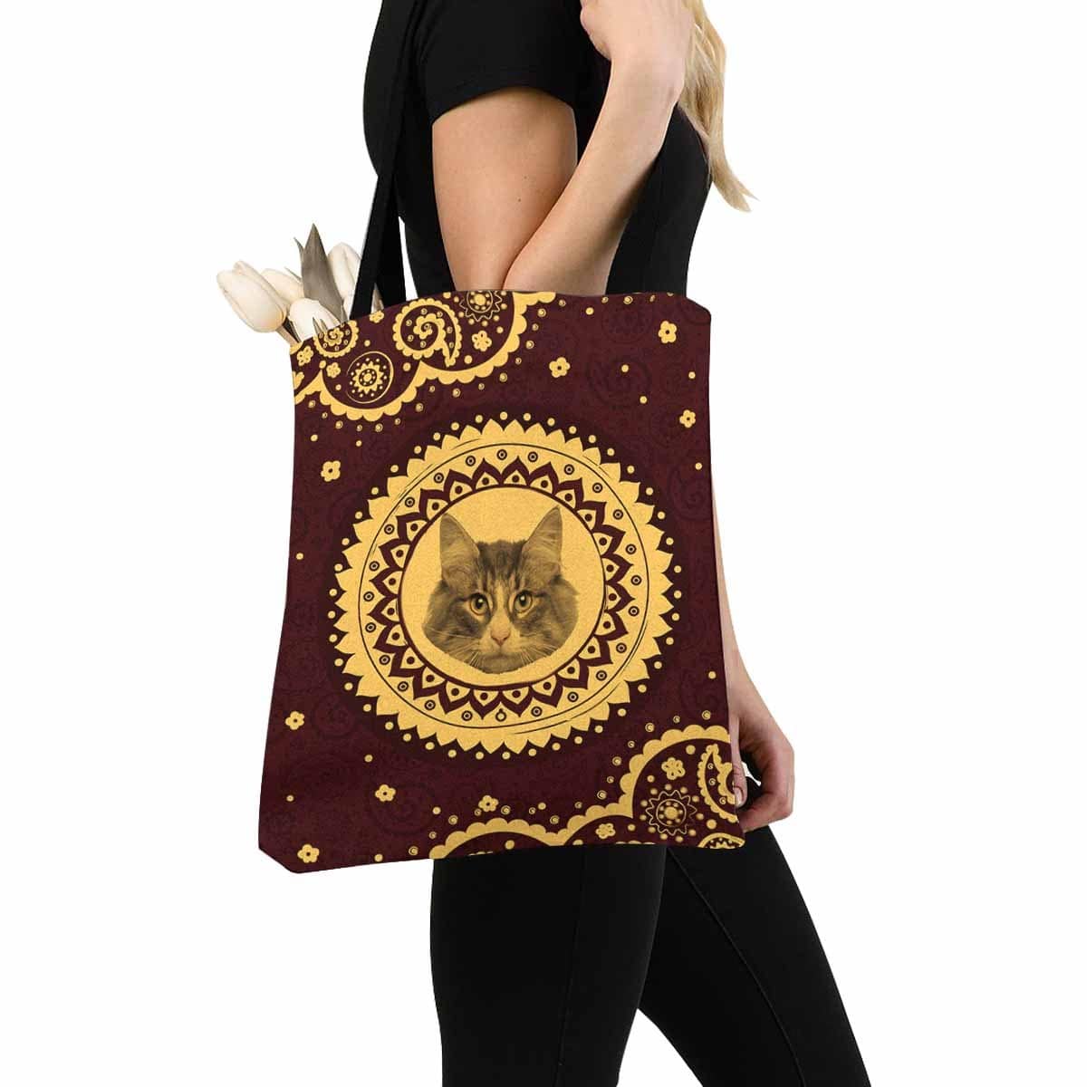 Custom Custom Cat Face Vintage Tribal Canvas Tote Bag - YesCustom