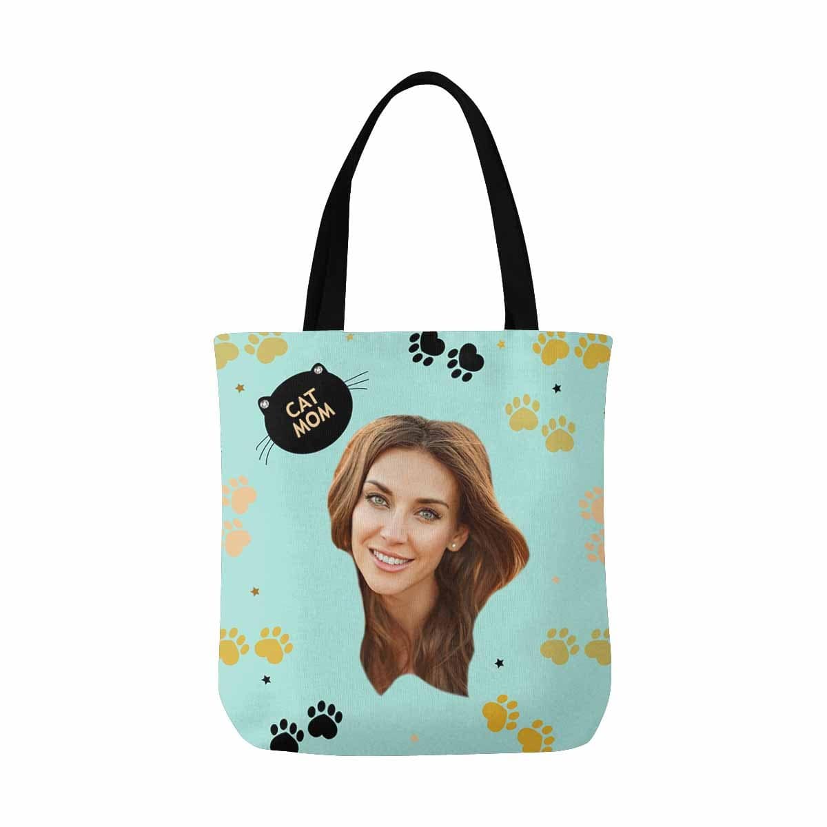 Custom Custom Cat Mom Face Canvas Tote Bag - YesCustom
