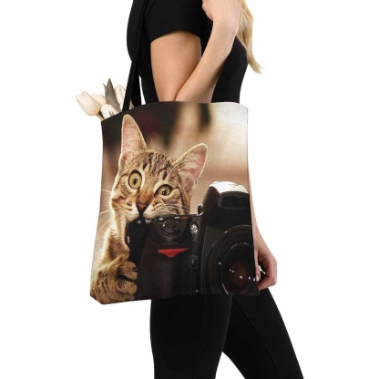 Custom Custom Cat Photo Canvas Tote Bag - YesCustom