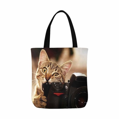 Custom Custom Cat Photo Canvas Tote Bag - YesCustom