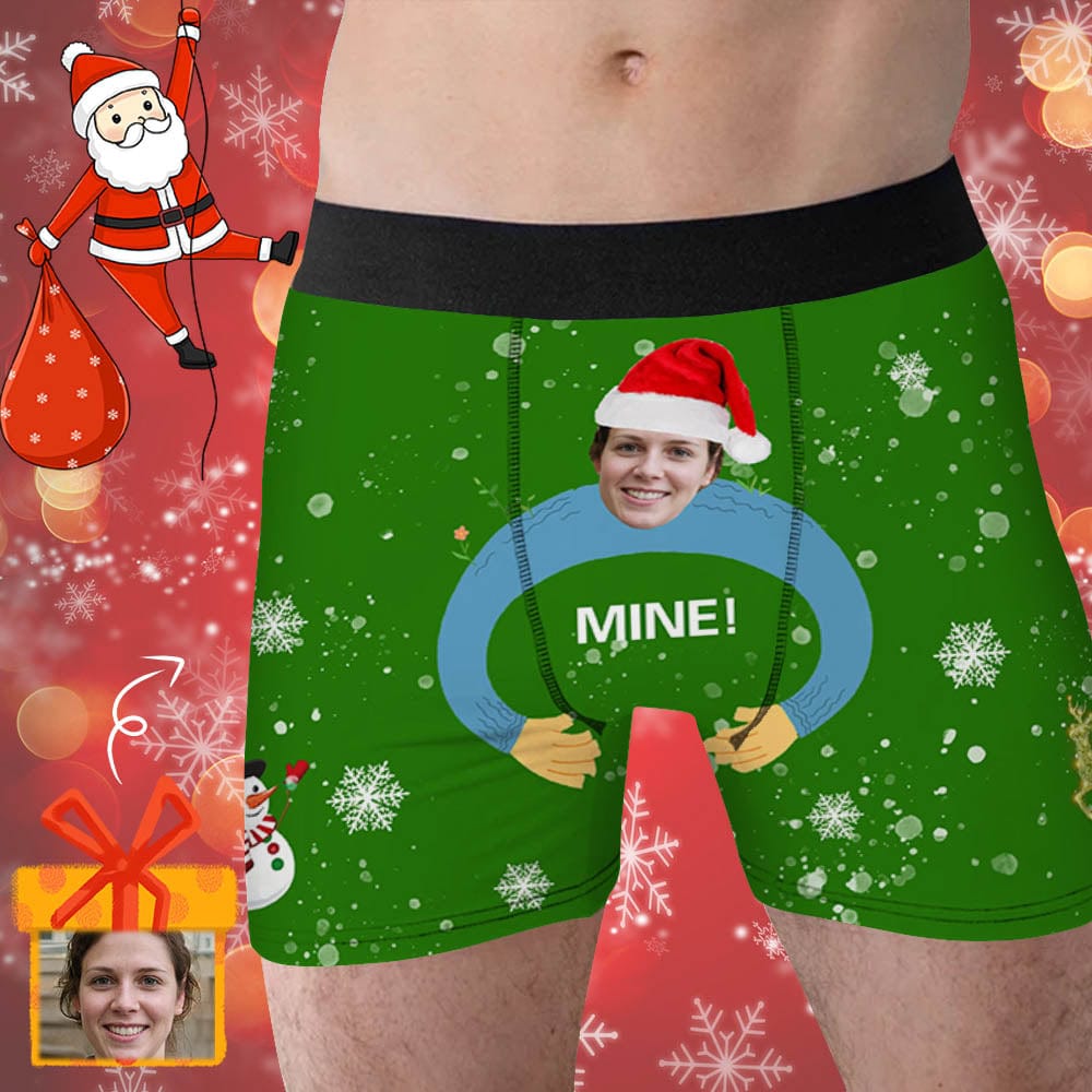 Custom Custom Chirstmas Boxer Briefs with Face Mine Embrace Design Your Own Undies Personalized Underwear Gift - YesCustom