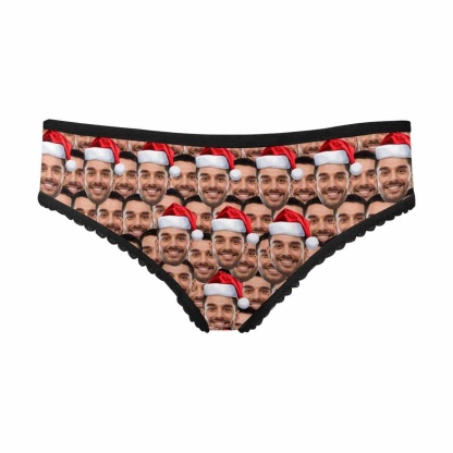 Custom Custom Christmas Hat Women's High-cut Briefs Personalized Face Underwear for Her - YesCustom