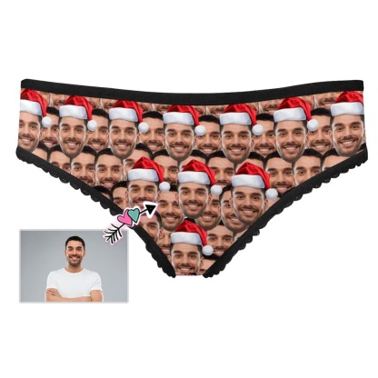 Custom Custom Christmas Hat Women's High-cut Briefs Personalized Face Underwear for Her - YesCustom