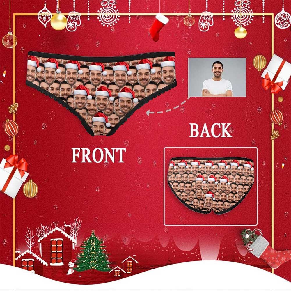 Custom Custom Christmas Hat Women's High-cut Briefs Personalized Face Underwear for Her - YesCustom