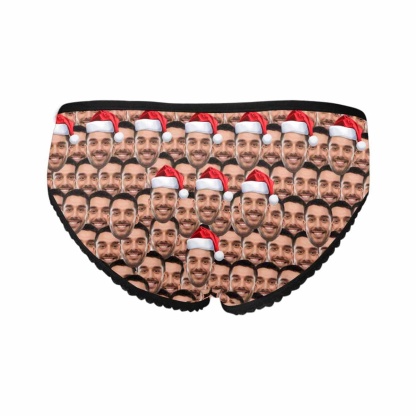Custom Custom Christmas Hat Women's High-cut Briefs Personalized Face Underwear for Her - YesCustom