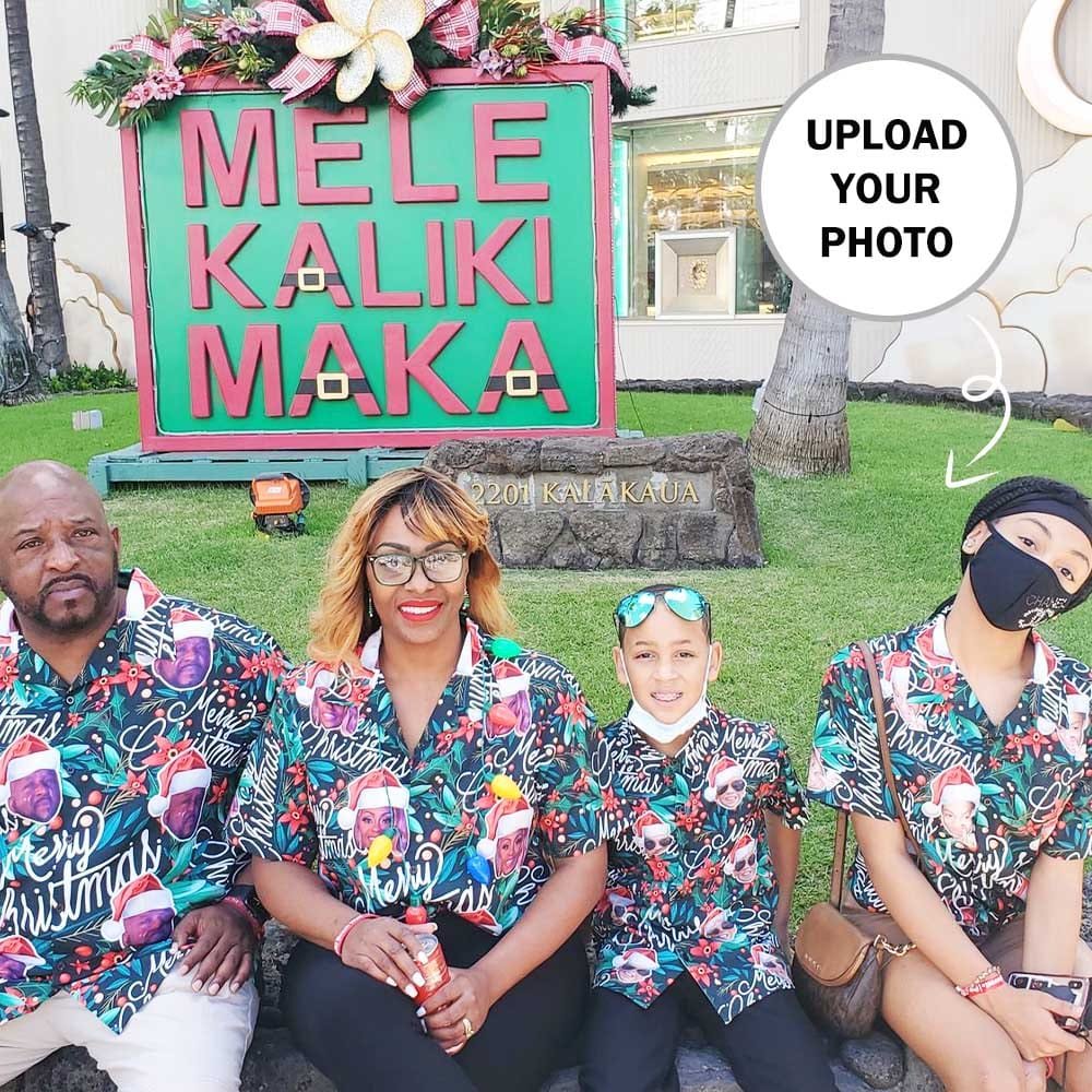 Custom Custom Christmas Hawaiian Shirt with Face Christmas Red Personalized Photo Tropical Aloha Shirt for Husband/Boyfriend - YesCustom