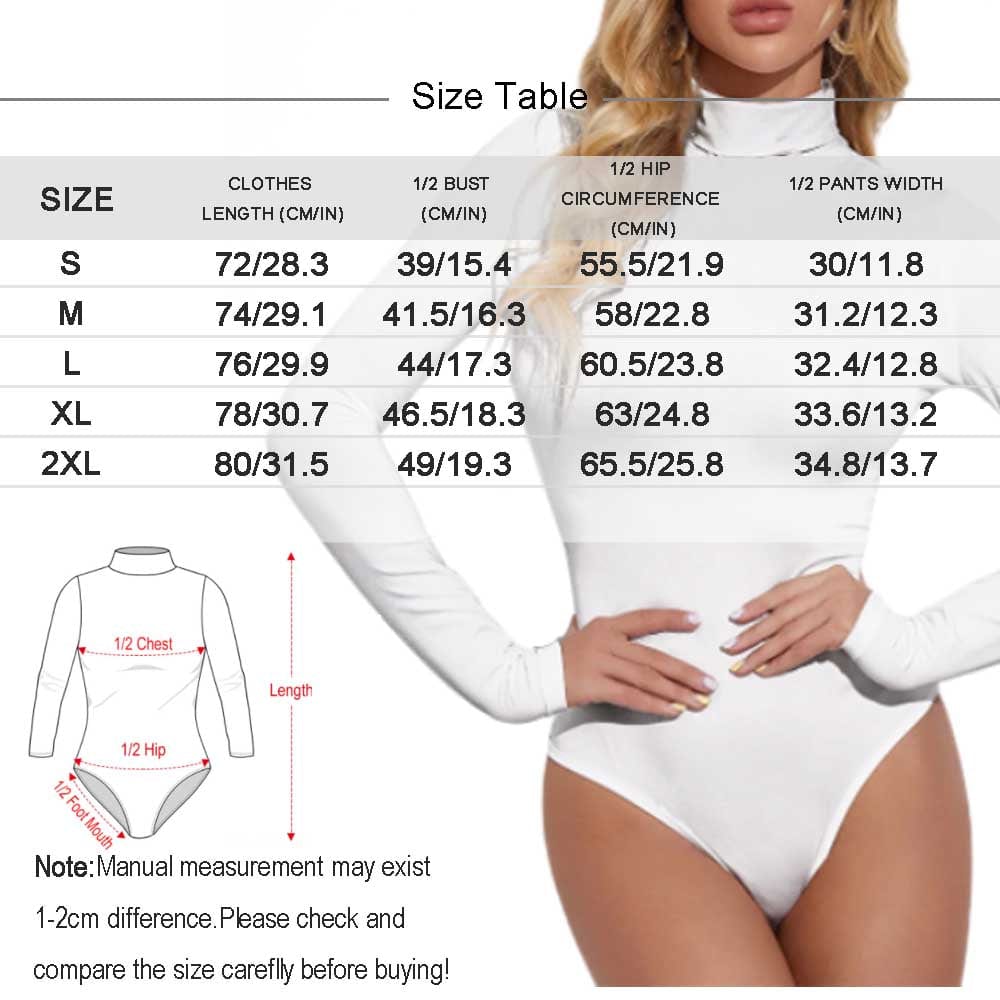 Custom Custom Colorful Lips Women's Bodysuit with Face Personalized Turtleneck Long Sleeve Slim Body Suits Jumpsuit for Women Girls - YesCustom