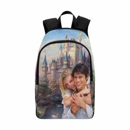Custom Custom Couple Face Fairy Tale Castle Backpack - YesCustom
