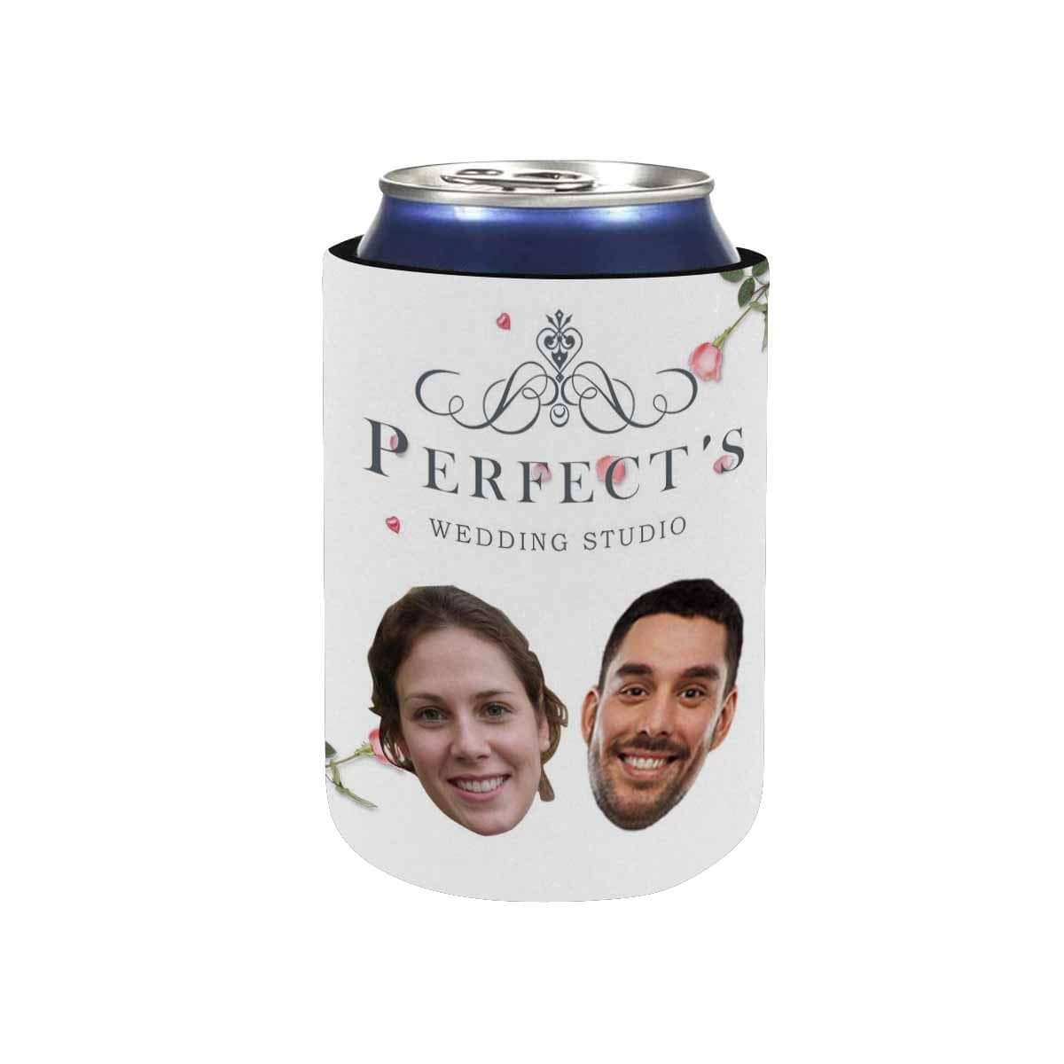 Custom Custom Couple Face Flower Can Cooler Wedding Koozies Personalized Can Cooler DIY Cooler for Parties Weddings Events - YesCustom