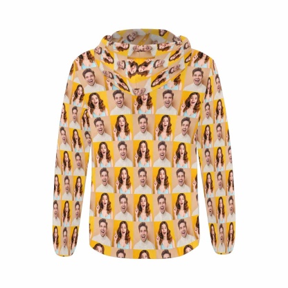 Custom Custom Couple Face Full Zip Hoodie Seamless Photo on Personalized Women's All Over Print Hoodie - YesCustom