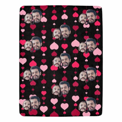 Custom Custom Couple Face Love Heart Ultra-Soft Micro Fleece Blanket - YesCustom