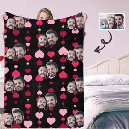 Custom Custom Couple Face Love Heart Ultra-Soft Micro Fleece Blanket - YesCustom