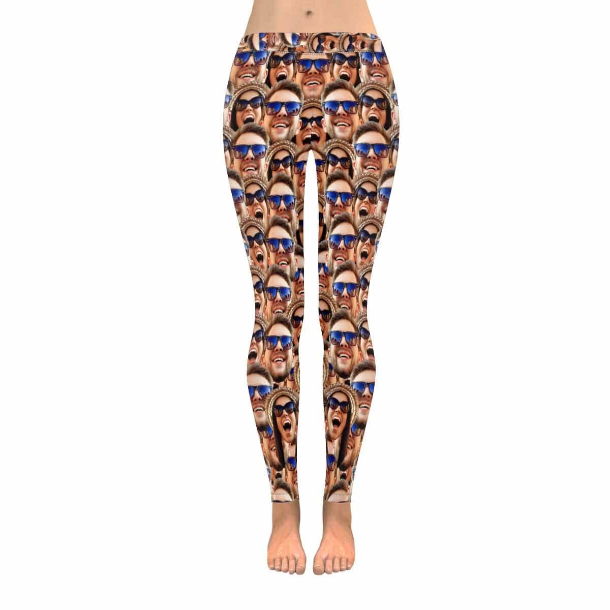 Custom Custom Couple Face Low Rise Leggings Custom Printed Leggings - YesCustom
