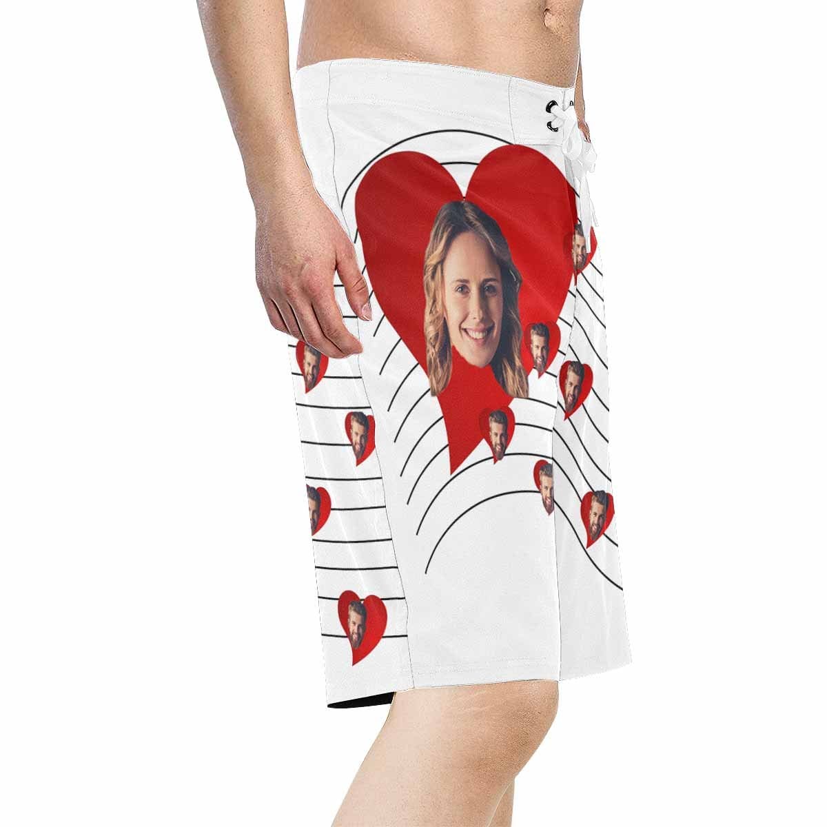 Custom Custom Couple Face Men's Beach Shorts - YesCustom